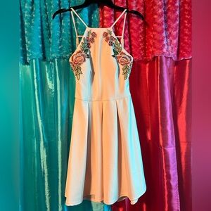 b darlin blush dress with embroidered roses